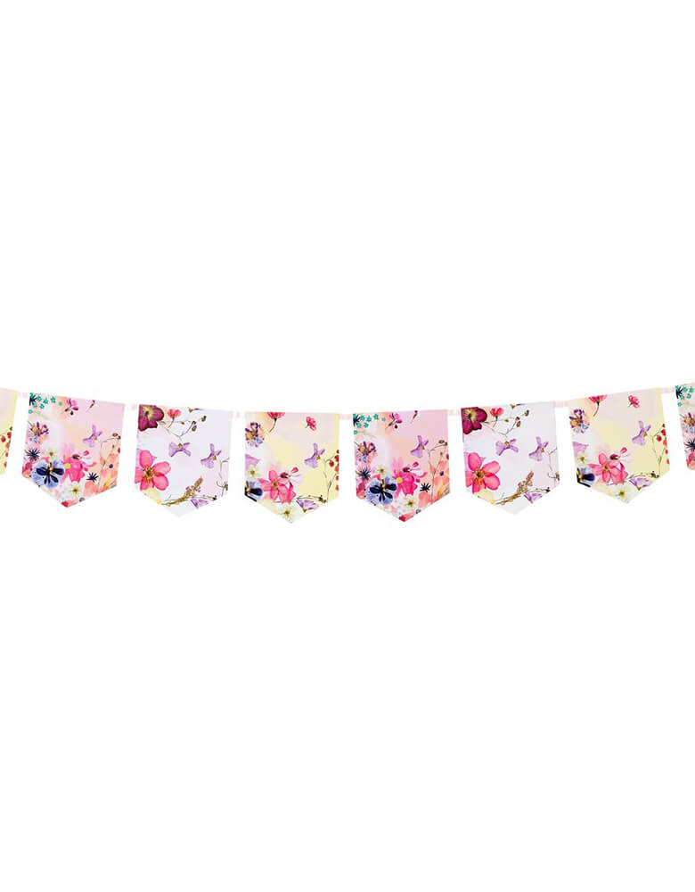 Talking Tables 10 ft Blossom Girls Floral Garland featuring flowers, butterflies in water color design 