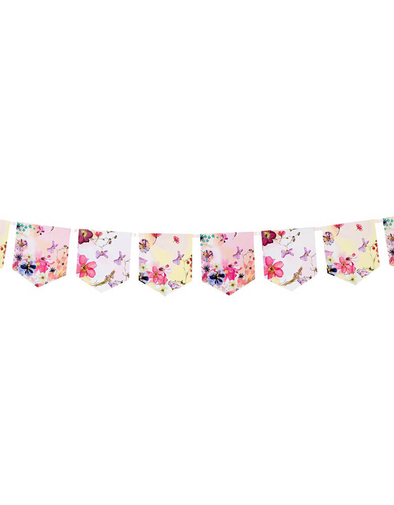 Talking Tables 10 ft Blossom Girls Floral Garland featuring flowers, butterflies in water color design
