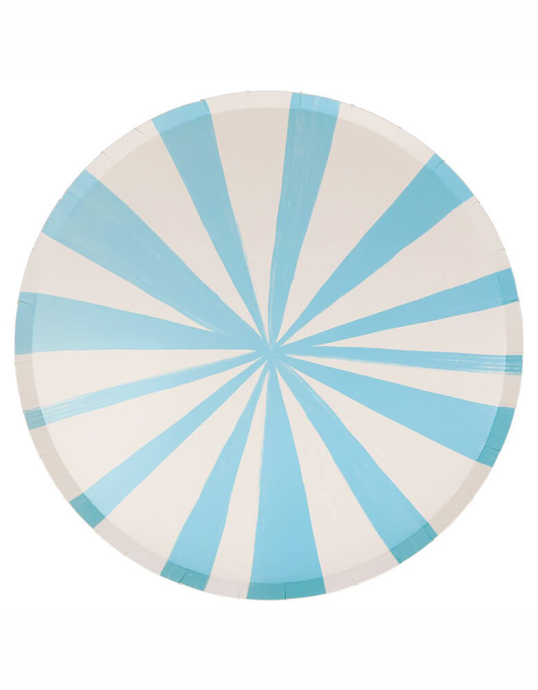 Blue Stripe Dinner Plates by Meri Meri. These sensational round side plates featuring blue and white striped design. Stripes are a delightful way to add lots of color and style to any party table.