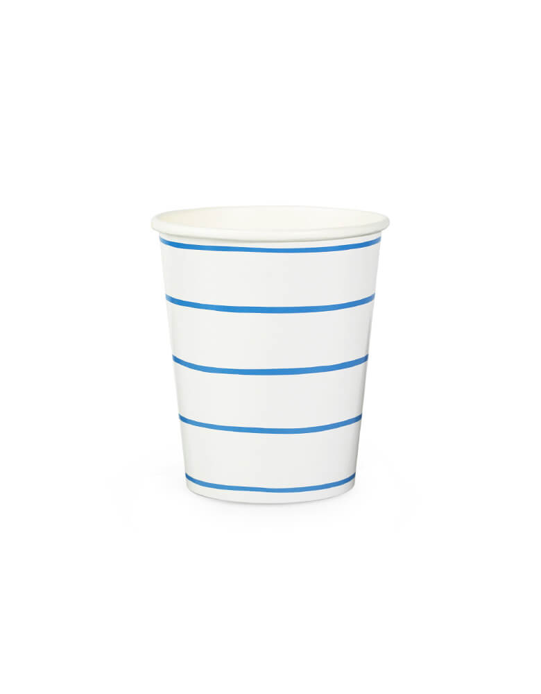 frenchie blue striped paper cups