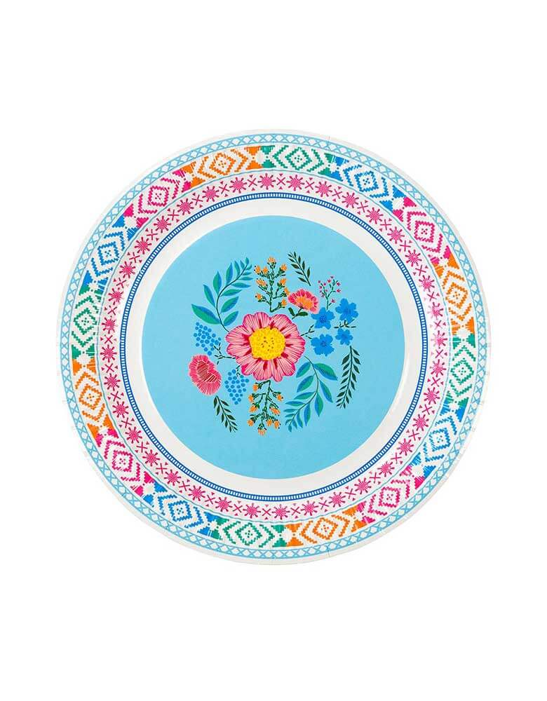 Talking Tables 9" Boho Fiesta Floral Plate in Blue