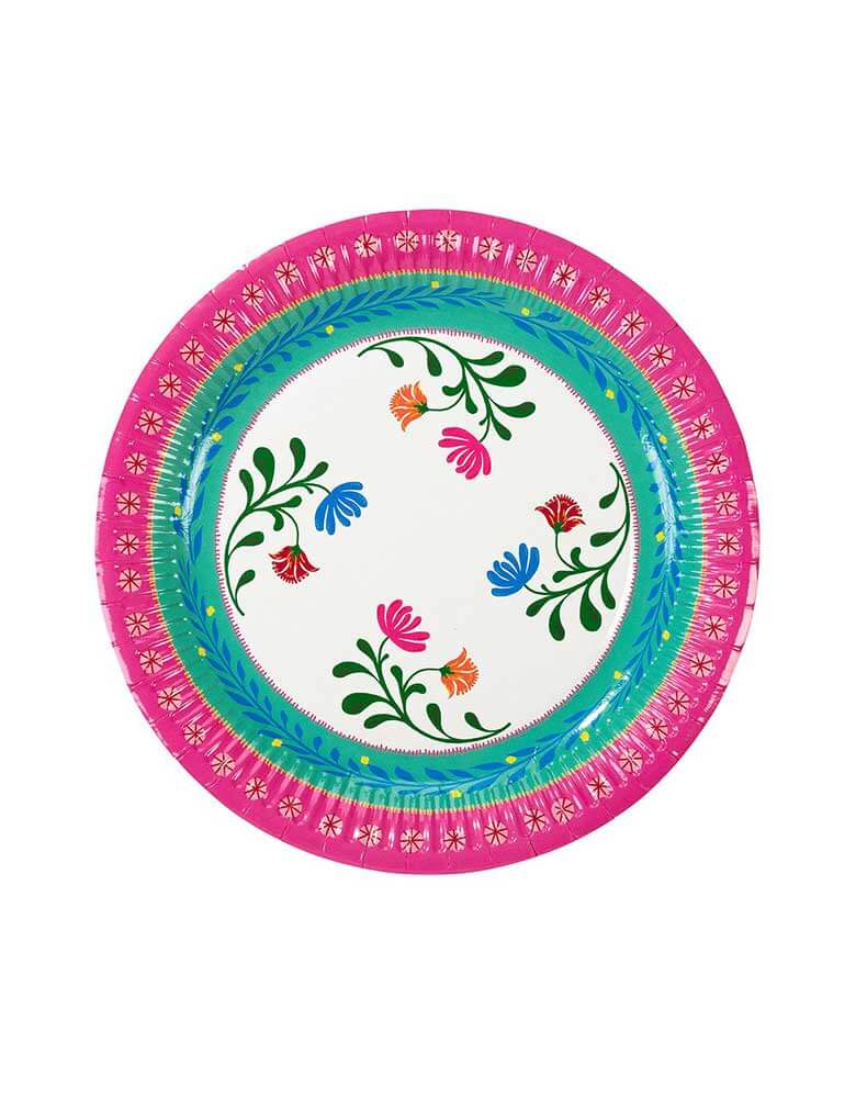 Talking Tables 9" Boho Fiesta Floral Plate in Magenta & Green