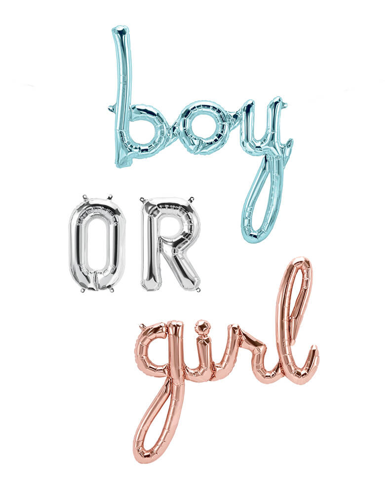 Gender Reveal Party Boy-OR-Girl-Letter-Foil-Balloon-Set by Momo Party