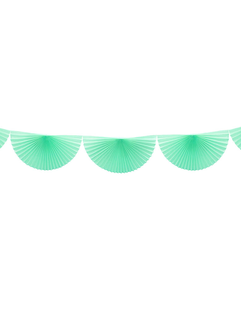 Devra 7 Feet Mint Color Bunting Paper Fan Garland, Home or Party Decoration