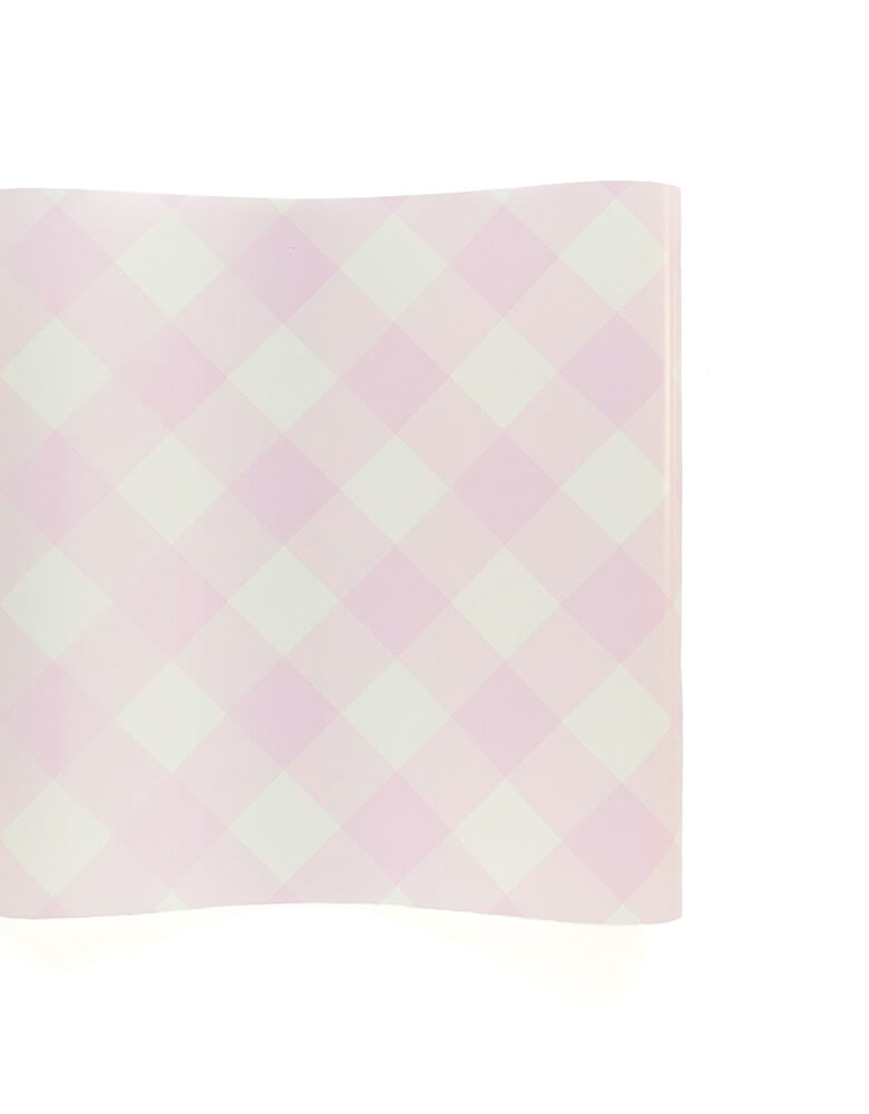 Cake By Courtney Pink Gingham Paper Table Runner by My Mind's Eye. With shades of sweet pink, This pink gingham table runner it the perfect way to create an beautiful tablescape effortlessly