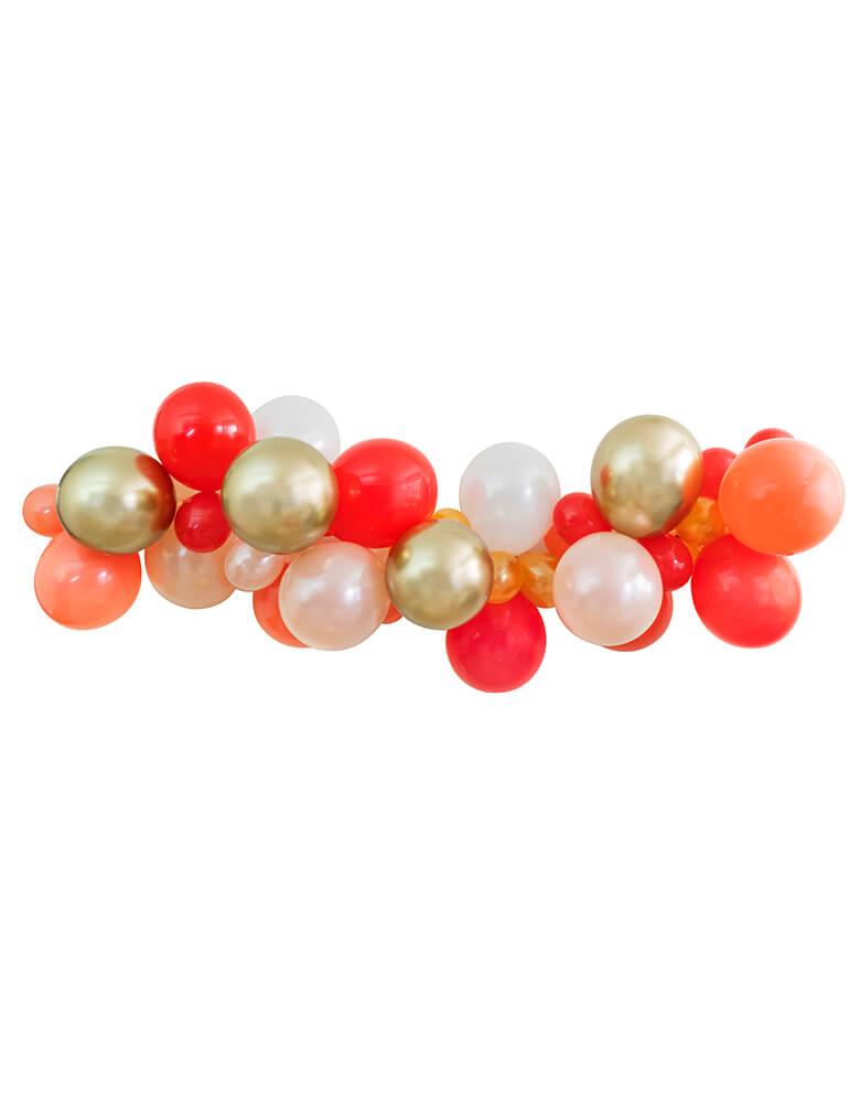 Candy Cane color inspiration themed Balloon Cloud decoration with Gold, Red, Pearl White, Coral, Pearl peach latex balloons for a glamour christmas celebration, birthday