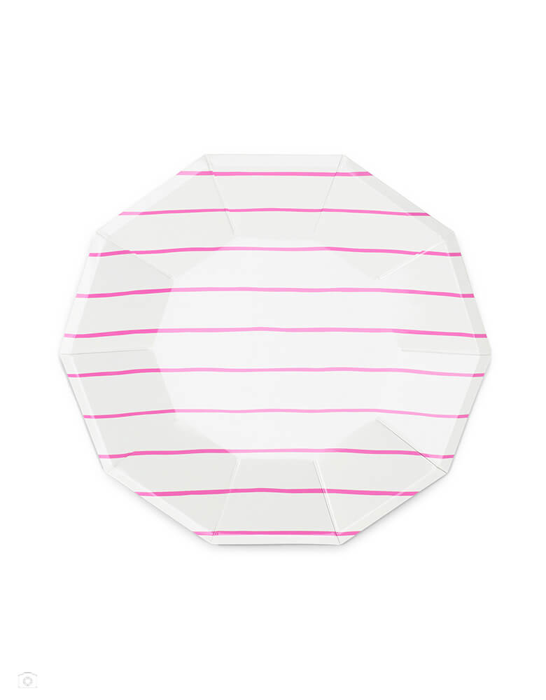 Momo Party's Cerise frenchie striped Large Plates by by Jollity & Co Party Boutique - Daydream society frenchie-stripes-collection