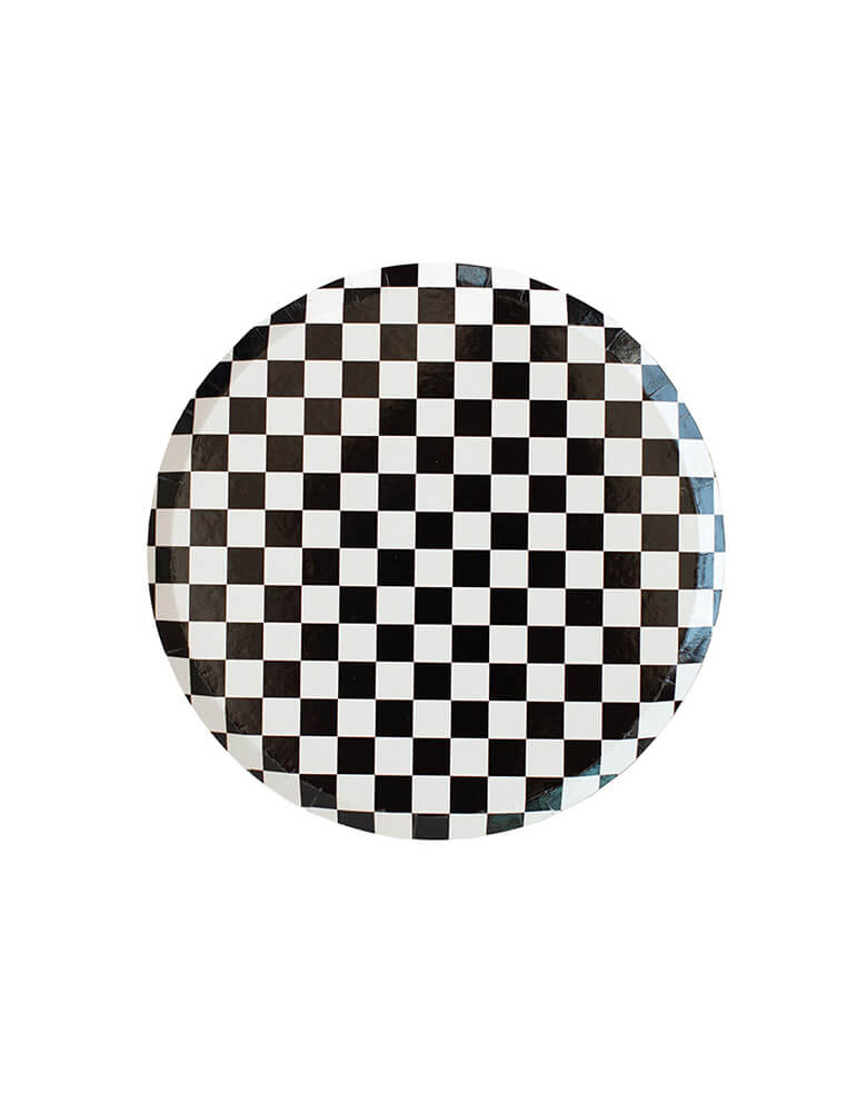 Jollity Check It! 8" Checkered Dessert Plates. The two-tone plates and checkered print napkins are perfect for mixing and matching with your favorite party pieces or used as stand-alone items.