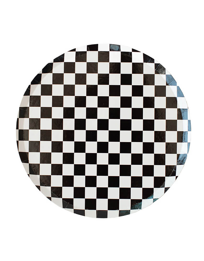 Jollity 10" Check It! Checkered Dinner Plates, perfect for a race car themed party or a skateboard/vans themed birthday