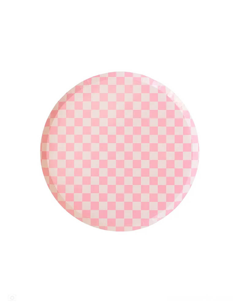 Momo Party's Check it! Pink Checkered Dessert Plates by Jollity & Co. Comes in a set of 8 plates, these two-tone plates and checkered print dessert plates are perfect for mixing and matching with your favorite party pieces or used as stand-alone items.