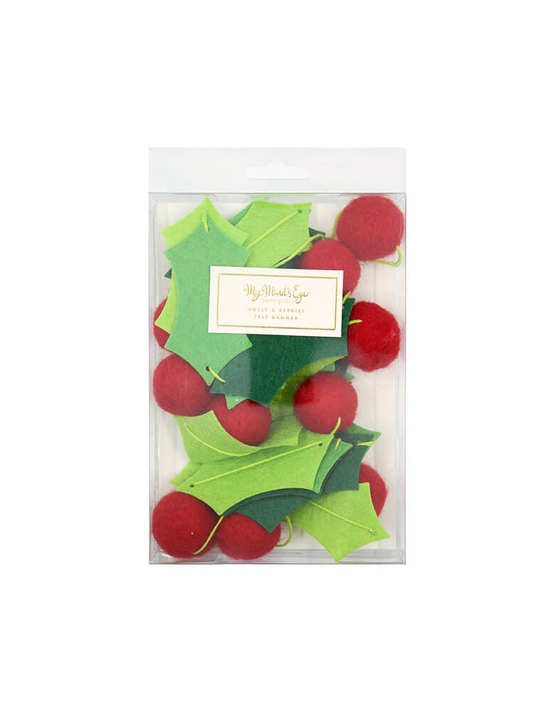 Christmas Holiday Party Holly And Berries Felt garland