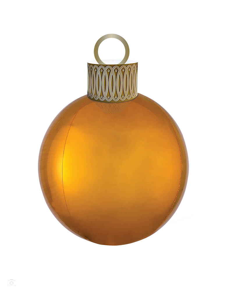 Anagram Balloons - 40407 Gold Orbz™ Ornament Orbz® XL™ Ornament P47. Accent your Christmas themed party with this 20" 3D sphere gold orbz ornament kit foil mylar balloon. Perfect for holiday decoration and Holiday party 
