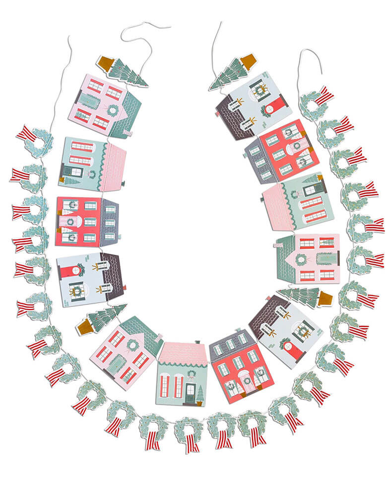 Christmas Village & Wreath Banner Set