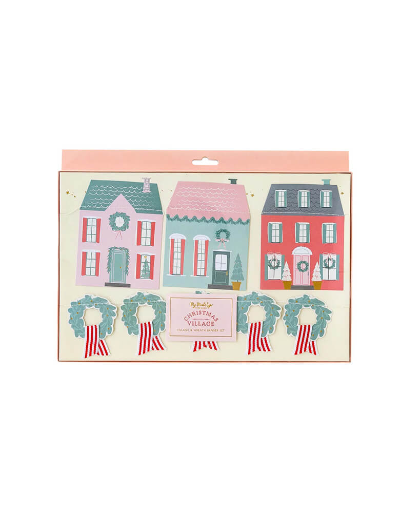 Christmas Village & Wreath Banner Set