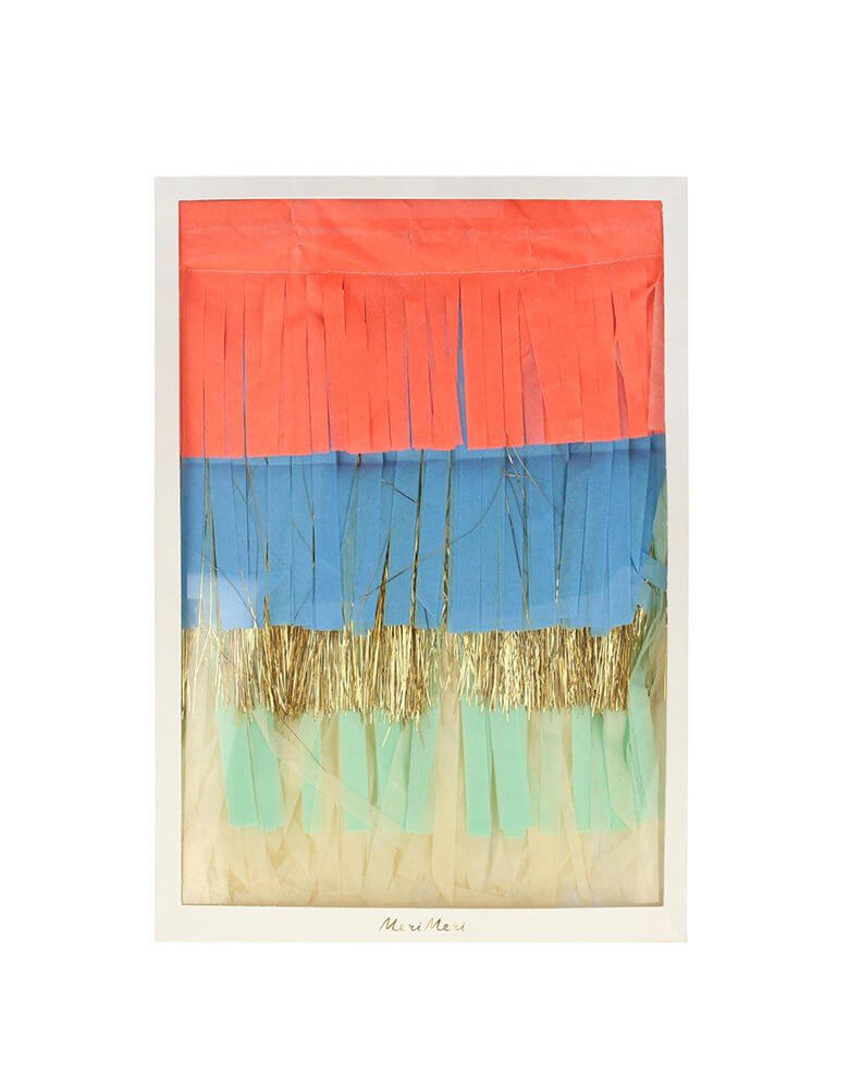 Meri Meri 10 ft Colorful Fringe Large Garland in its package