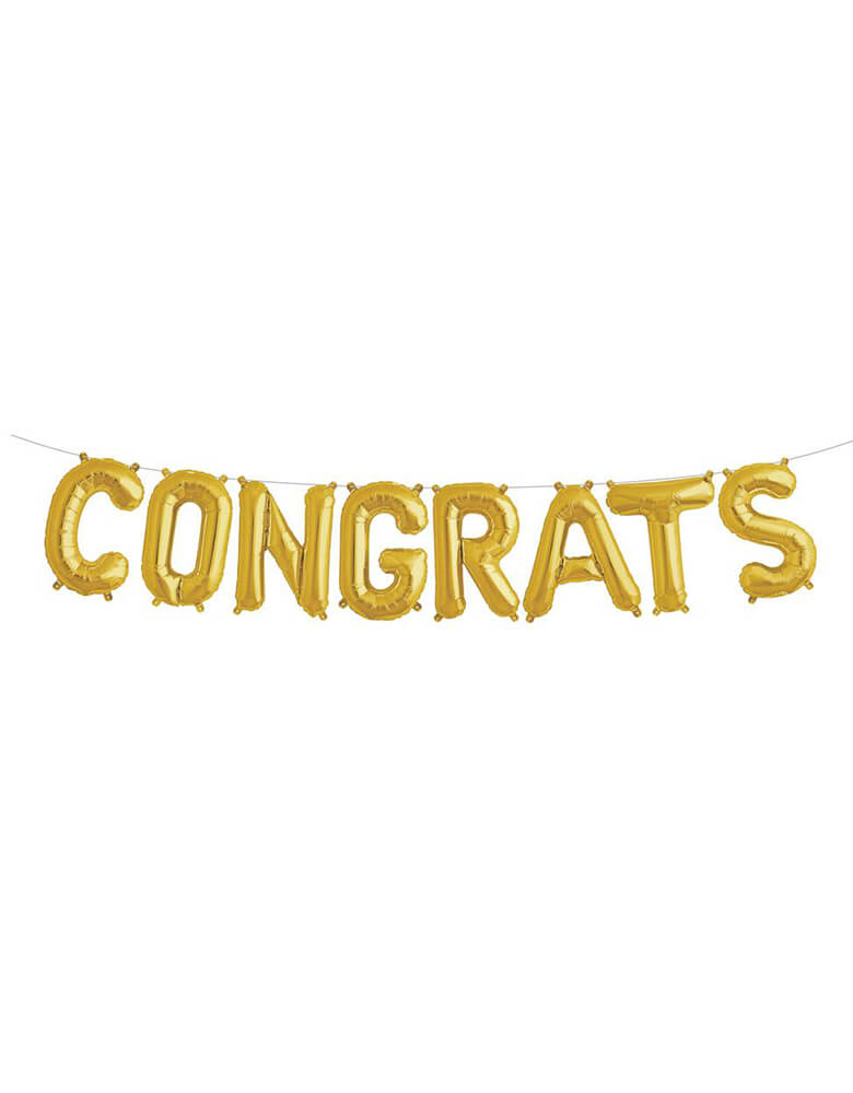 Northstar Balloons - Congrats Gold Foil Balloon Kit. 16 inch individual gold mylar balloon set that spells out ''CONGRATS". and includes a straw and attach them to a string to make a celebratory banner or tape them to the wall or backdrop.