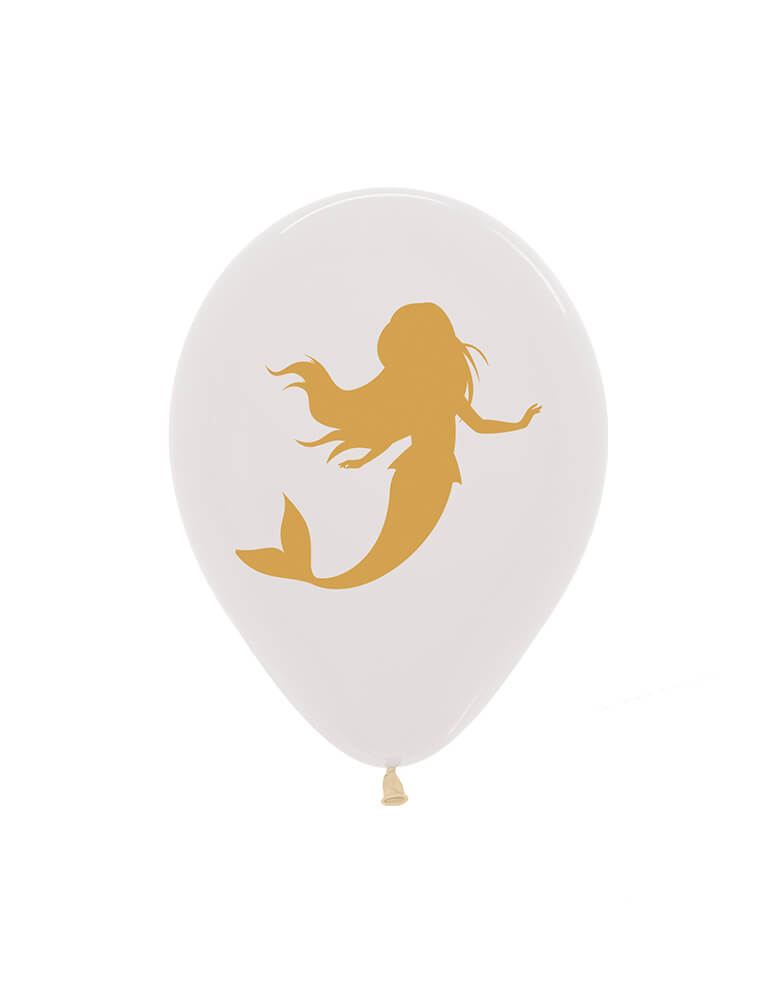 Betallic Balloons - Crystal Clear Mermaid Silhouette Latex Balloon. Add these 11 inches whimsical mermaid latex balloons with gold mermaid print on it to your under the sea themed celebration!