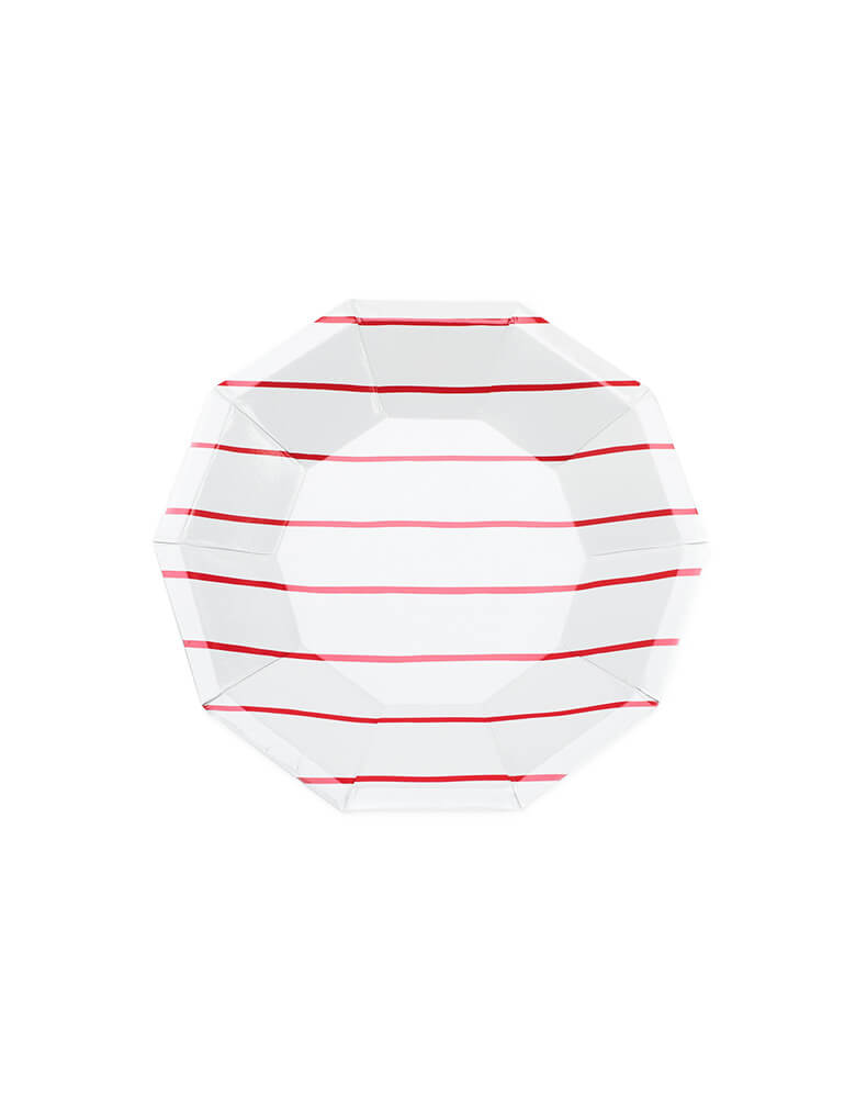 frenchie red striped small paper plates