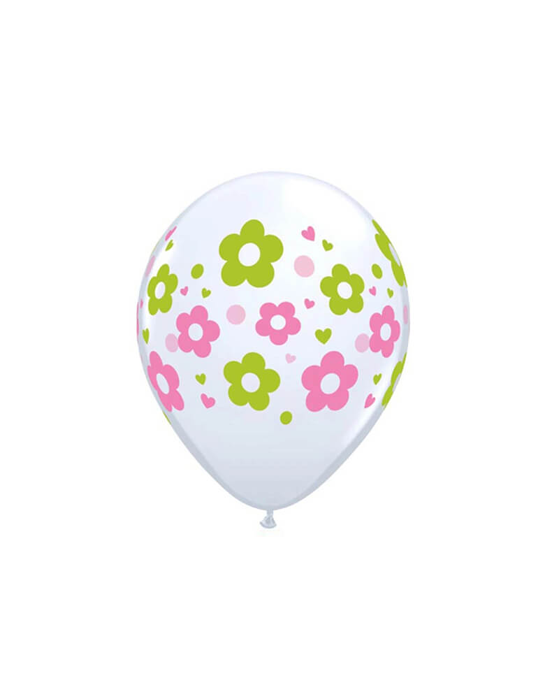 Qualatex 58892 11 in. Daisies Dots & Hearts Latex Balloon