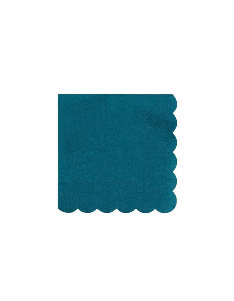 Dark Teal Tumbler Small Napkins by Meri Meri. Add style to any party with these gorgeous dark teal ones with a textured scallop edge. Made with top quality thick ply paper.