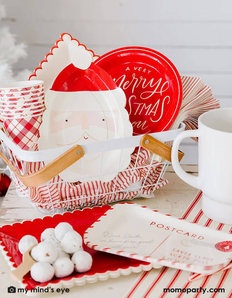 Try My Minds Eye’s unique Believe postcard plates for a charming christmas party. Winter, Santa and reindeers or a Polar express themed party. Celebrate with these vintage inspired postcard plates with a message to Santa delivered to the North Pole! 8 plates in a set 9.75 x 6.75 inches large enough for delicious cookies treats and yummy party favorites. Pair them with other Christmas goods at momoparty like Santa plates gingham prints, red and white cutlery red striped table runners Christmas cozy cups etc.