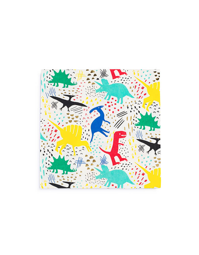 colorful dinosaur party paper napkins