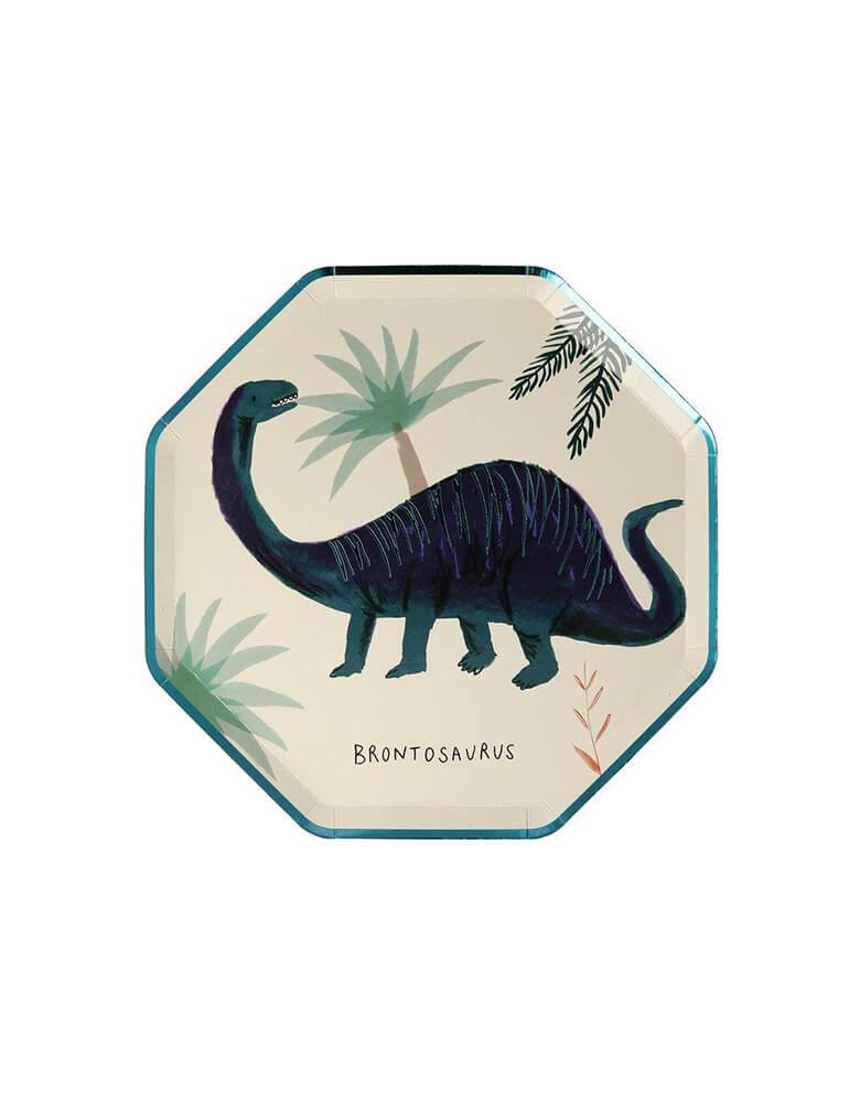 Meri Meri Dinosaur Kingdom Side Plate with Brontosaurus design
