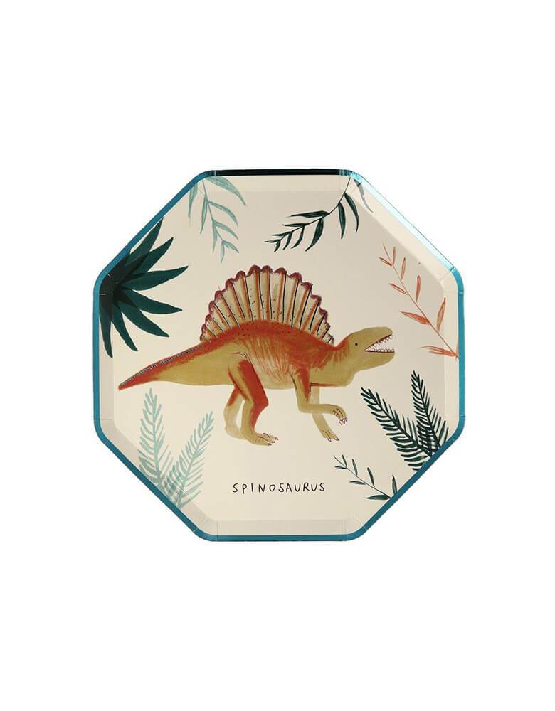 Meri Meri Dinosaur Kingdom Side Plate with Spinosaurus design