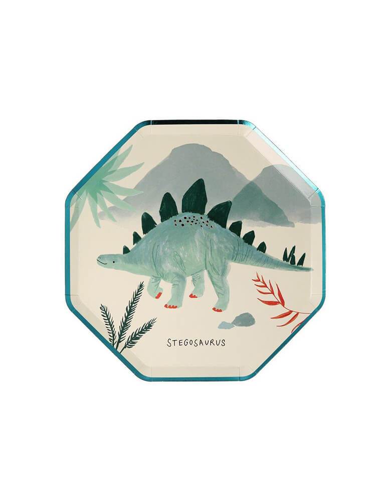 Meri Meri Dinosaur Kingdom Side Plate with Stegosaurus design