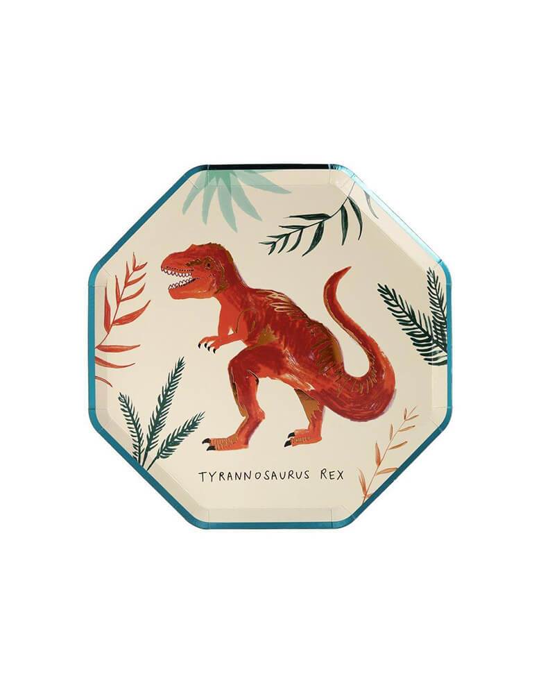 Meri Meri Dinosaur Kingdom Side Plate with T-rex design