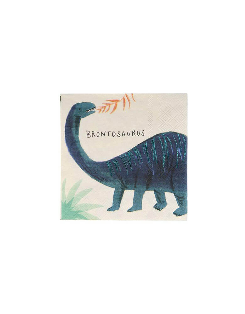 Meri Meri Dinosaur Kingdom Small Napkin with Brontosaurus design