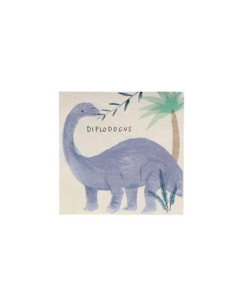 Meri Meri Dinosaur Kingdom Small Napkin with Diplodocus design