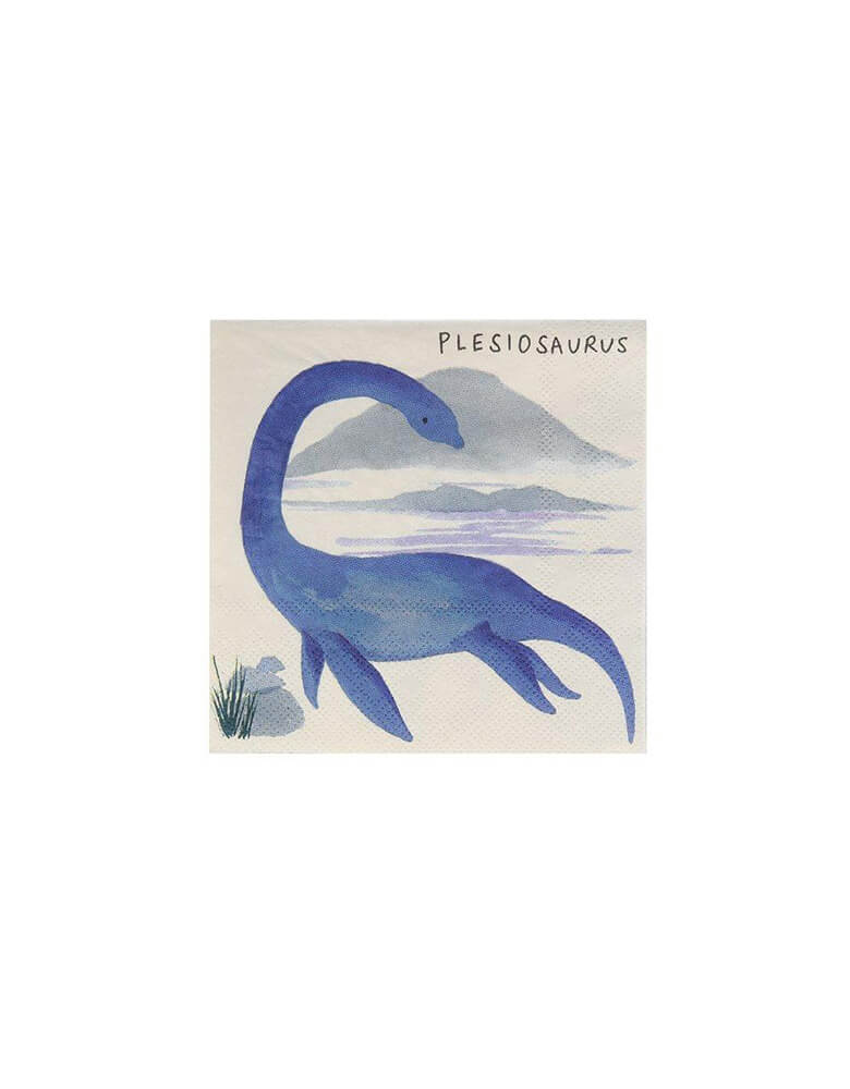 Meri Meri Dinosaur Kingdom Small Napkin with Plesiosaurus design