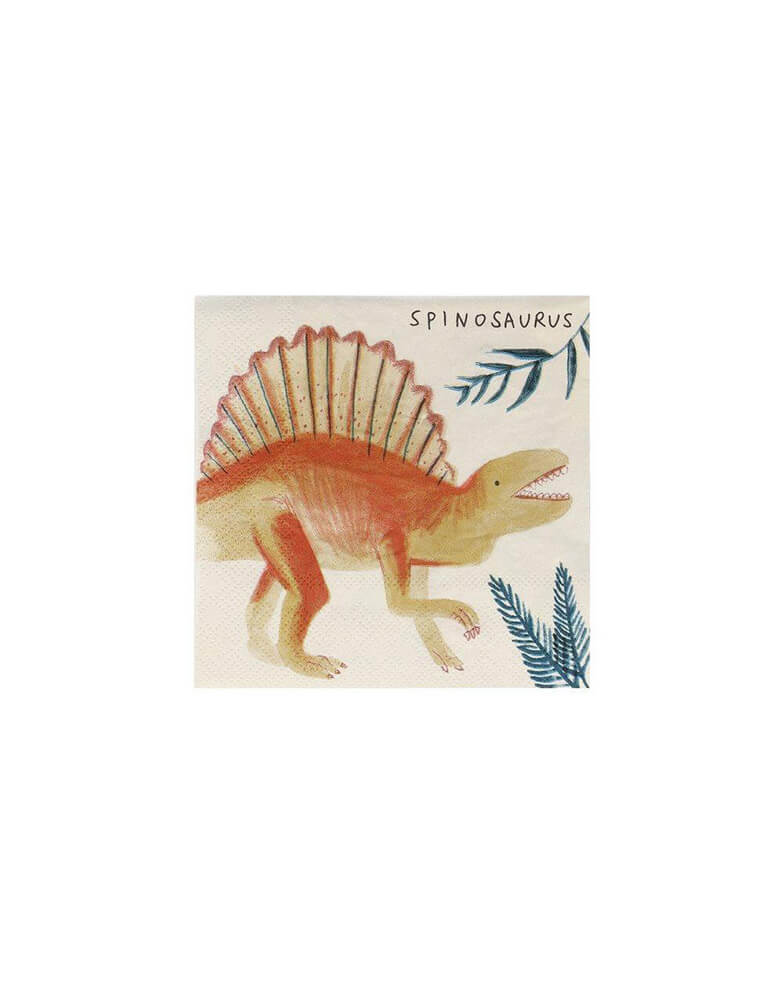 Meri Meri Dinosaur Kingdom Small Napkin with Spinosaurus design