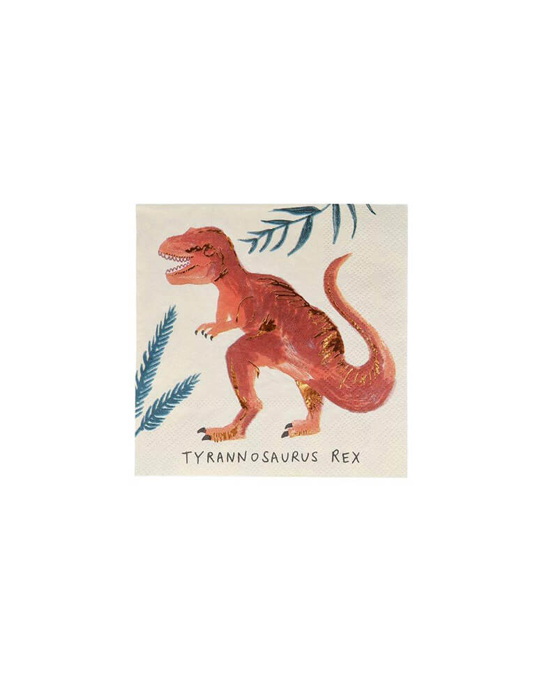 Meri Meri Dinosaur Kingdom Small Napkin with T-rex design