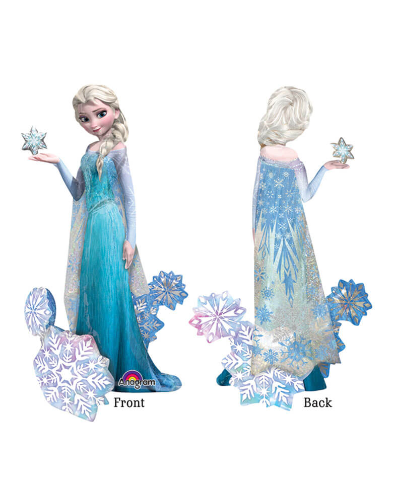 57"_Anagram_Disney Frozen Elsa Airwalker Foil Balloon front and back demonstration