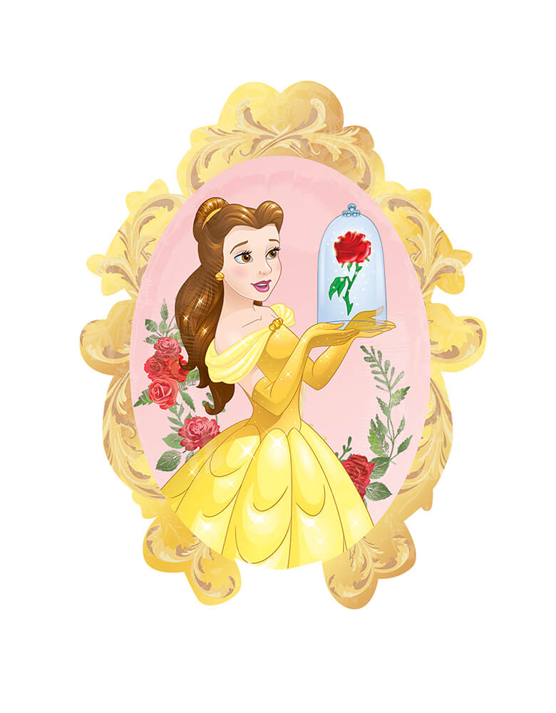 Anagram Balloons - 31 inch Disney Beauty & the Beast Belle with Enchanted Rose Foil Mylar Balloon