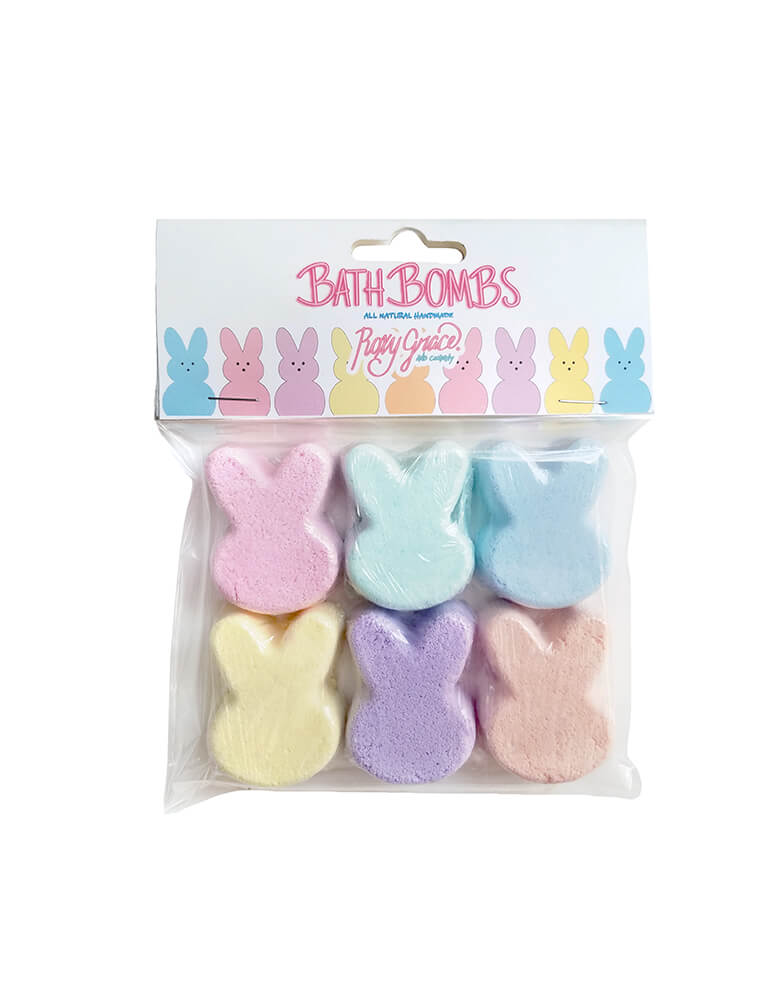 Roxy Grace - Easter Egg Bunny Bath Bombs. pack of 6. featuring 6 Bunny head shaped bath bombs in pastel colors. Each Bunny is scented with the concentrated aroma of the highest quality essential oils and organic fragrance oils. They make perfect a sleepover party gift, salon themed party, tea party favor, a fun bath time or Easter basket fillers for your little ones!
