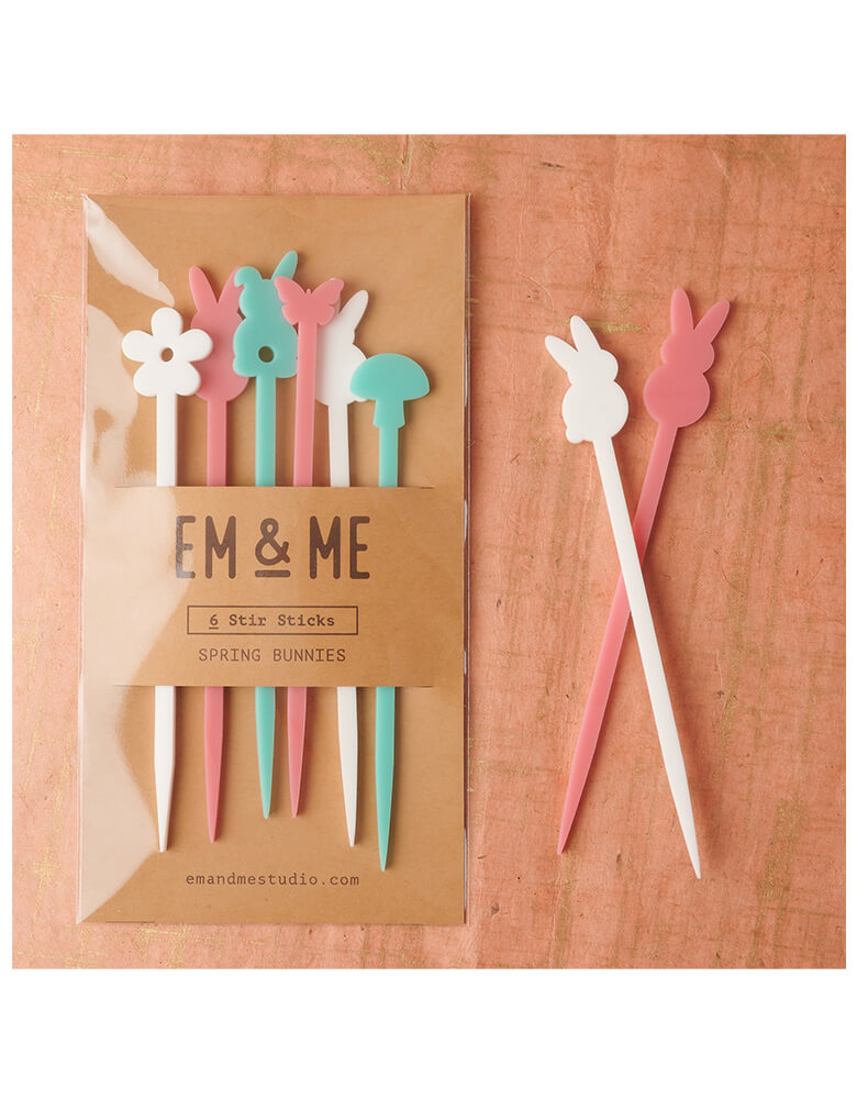 Easter Spring Bunnies Stir Sticks (Set of 6)