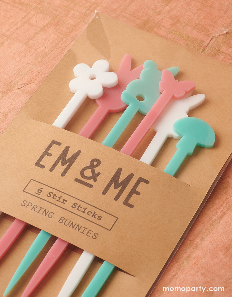 Easter Spring Bunnies Stir Sticks (Set of 6)