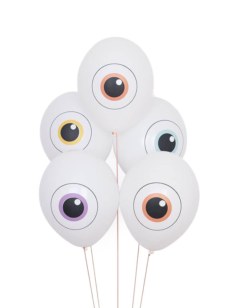 5 Halloween eyes balloons by My little Day. These colorful Eyeball Printed Latex Balloon Mix are perfect for your Halloween celebration, little monster themed party, toy story, monster inc  themed party