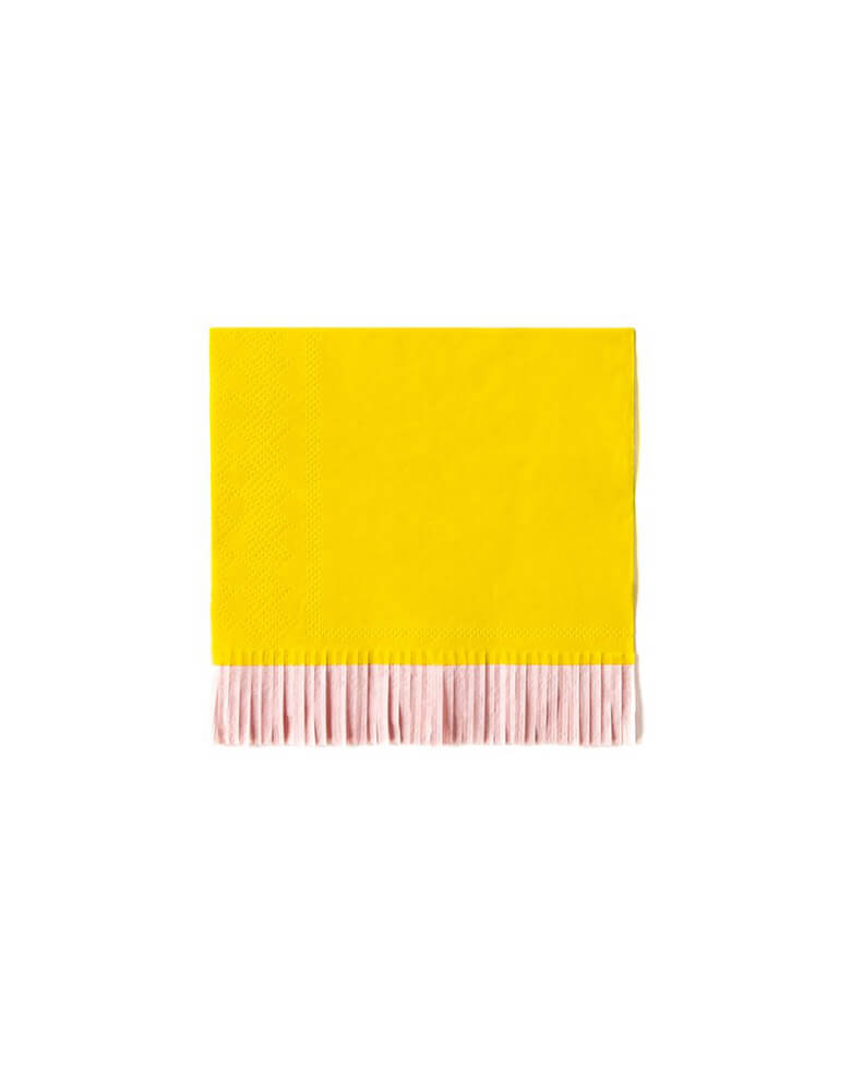 My Mind Eye Hip Hip Hooray Fringe Small Napkins in yellow and pink colors