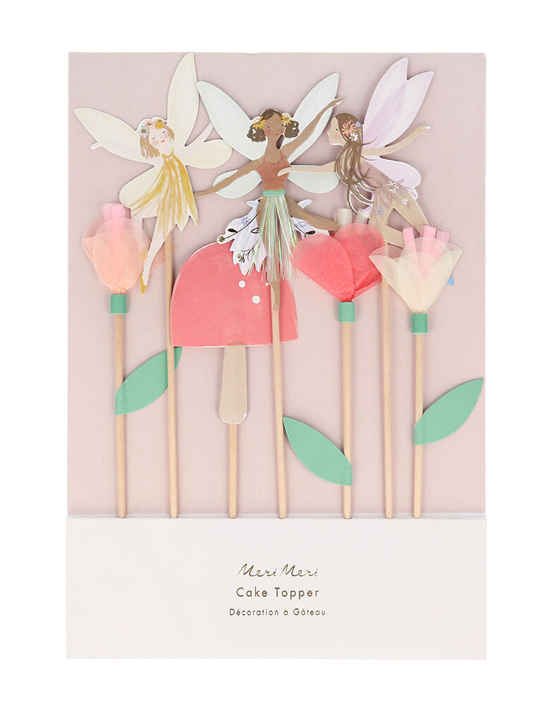 Meri Meri Fairy Cake Topper. Set of 7 The set features 7 toppers in 7 designs, including fairies, a toadstool and flowers.