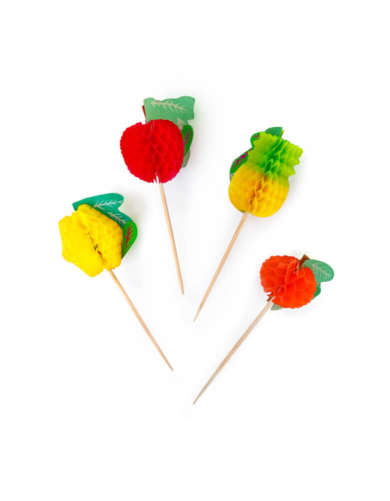 Colorful Honeycomb Fruit Picks to cocktails or appetizers for summer or fruit party