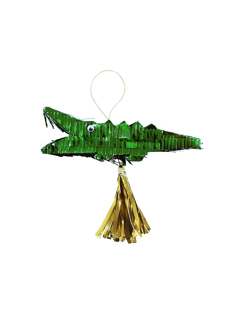 Meri Meri Crocodile Party Favor Piñata with Googly eyes, gold tassel