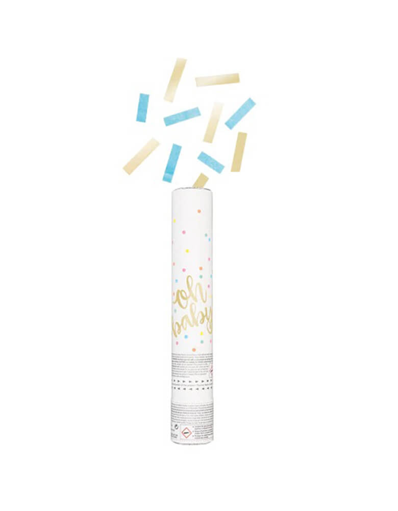 Unique Oh Baby Gender Reveal Confetti Cannon Blue & Gold (Boy)