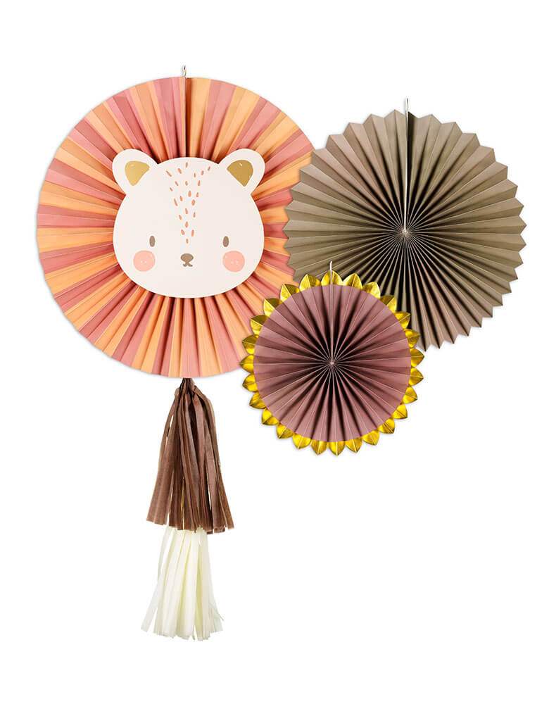 Wild One Lion Party Fan Set (Set of 3)