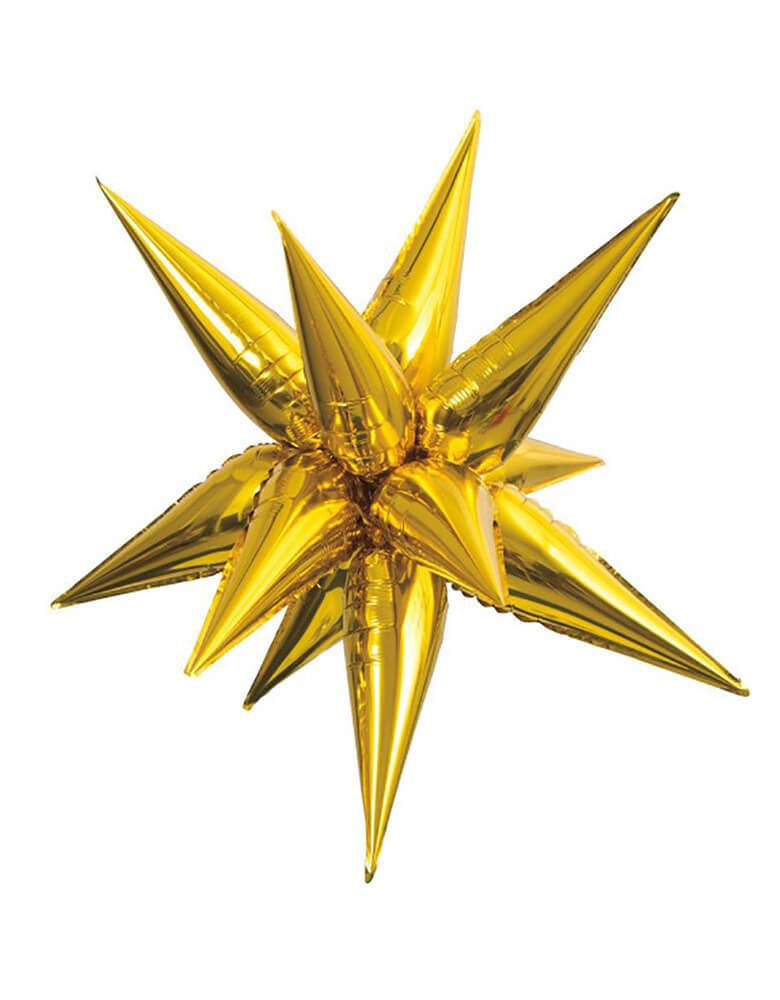 Unique 39" Giant 12 Point Gold Starburst Foil Balloon