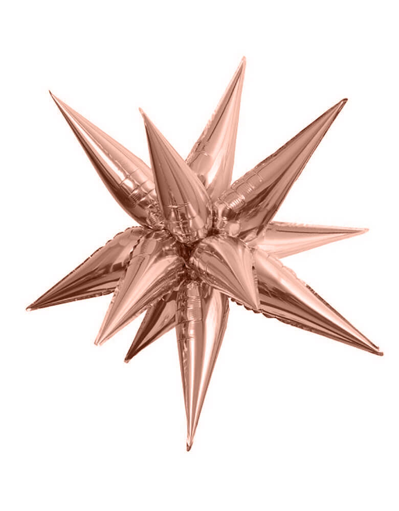 Unique - 39" Giant 12 Point Rose Gold Starburst Foil Balloon. Comes with 12 self-sealing balloons. Simple DIY assembly needed to complete the finish look.