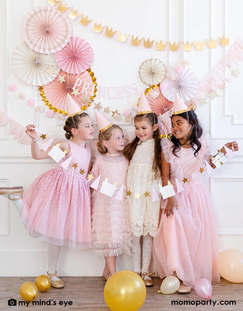 Princess Crowns and Pom Pom Tulle Banner Set
